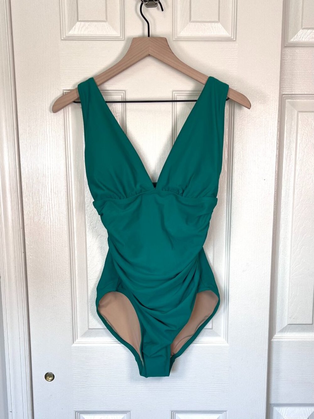 J.Crew Factory Ruched Plunge One Piece Bikini Kelly Green Size Med NWT